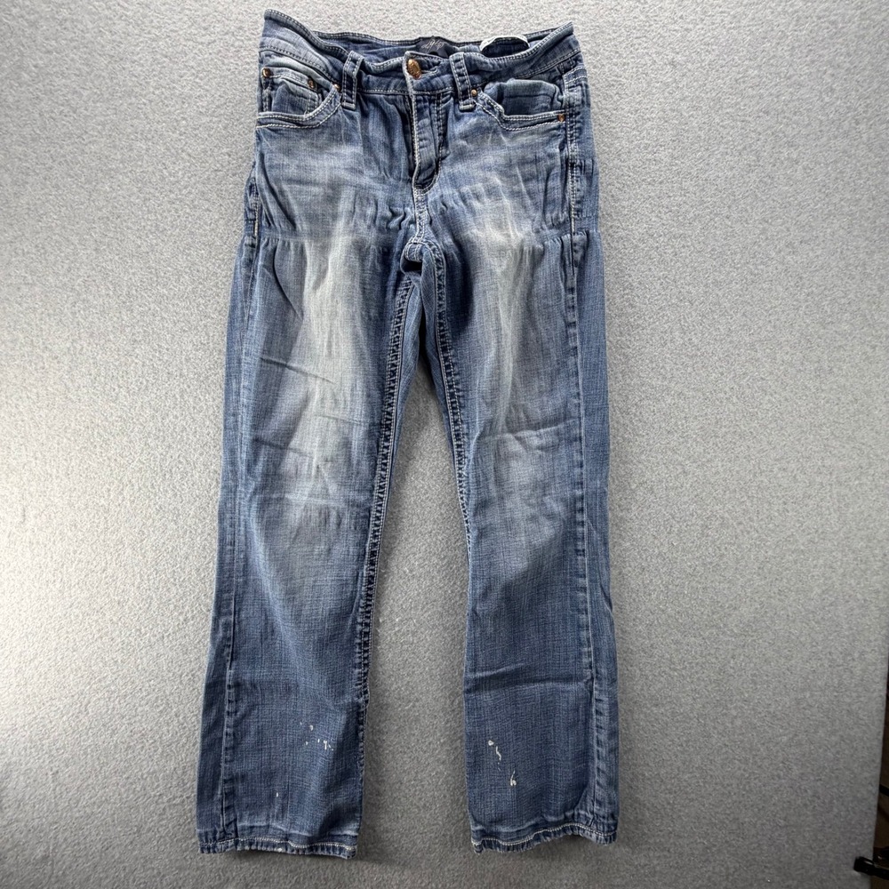 Daytrip Virgo Flare Jeans 27L Medium Wash Blue Paint Splatter DBK6807 Womens